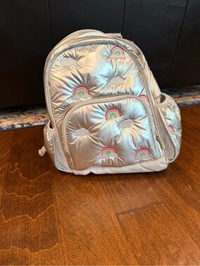 Pottery Barn Kids Silver Quilted Large Backpack